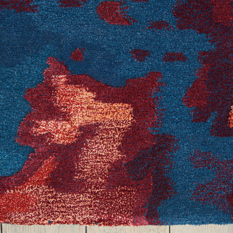 Nourison Prismatic Blue Flame Wool Rug – Abstract Rug Collection