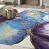 Nourison Prismatic PRS32 Blue Gold Rug close view picture of the pattern and color shade