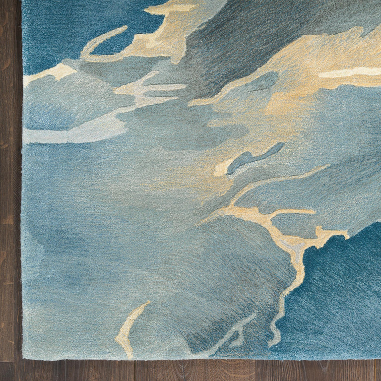 Nourison Prismatic PRS40 Blue Multicolor Abstract Wool Rug