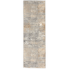 Nourison Solase Rug SOL01 Grey Beige Runner abstract and distressed designed rug