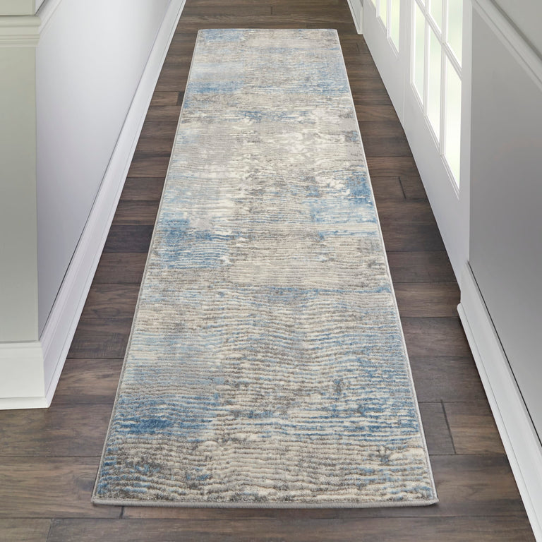 Nourison Solase Rug SOL01 Ivory Grey Blue Runner