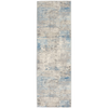 Nourison Solase Rug SOL01 Ivory Grey Blue Runner abstract distressed rug