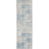 Nourison Solase Rug SOL02 Ivory Grey Blue Runner picture of the rug abstract sdistressed design