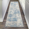 Nourison Solase Rug SOL02 Ivory Grey Blue Runner lifestyle picture in the hallway