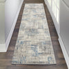 Nourison Solase Rug SOL03 Ivory Grey Blue Runner lifestyle picture in the hallway