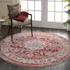 Nourison Vintage Kashan Rug VKA01 Red- Round lifestyle picture in the living room