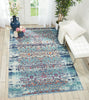 Nourison Vintage Kashan Rug VKA02 Blue top-view lifestyle picture in the living room