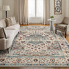 Nourison Vintage Kashan Rug VKA10 Teal traditional rug with distressed finish