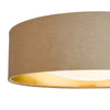 Nysa 2 Light Flush Light Taupe Velvet & Gold Flush Ceiling Light with Diffuser for Modern Home Decor
