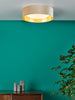 Nysa 2 Light Flush Light Taupe Velvet & Gold Flush Ceiling Light with Diffuser for Modern Home Decor
