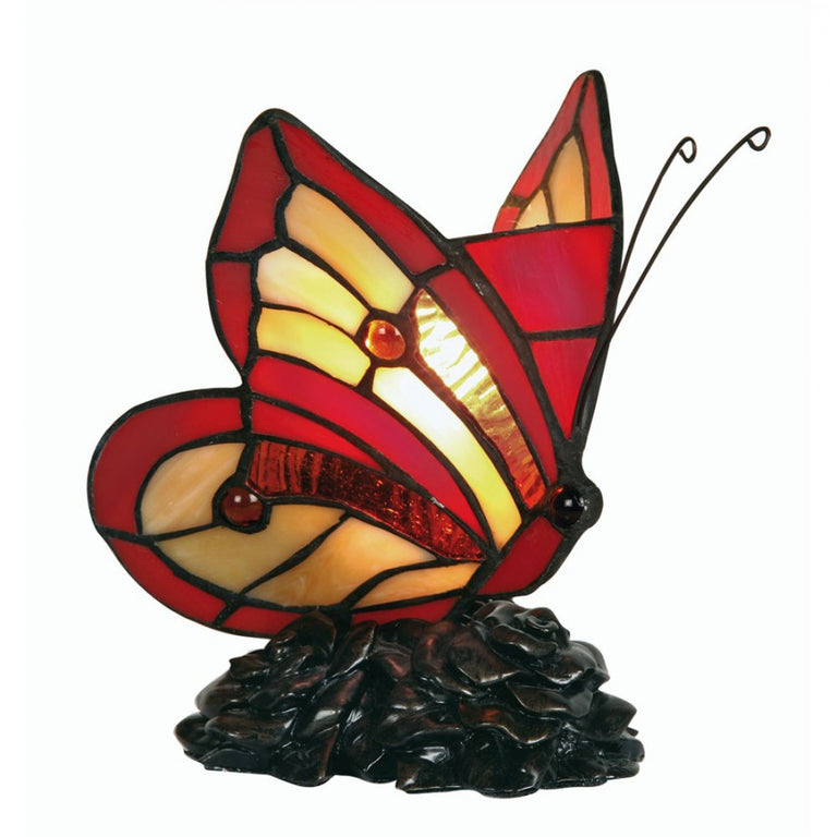 Oaks Tiffany Butterfly Stained Glass Table Lamp