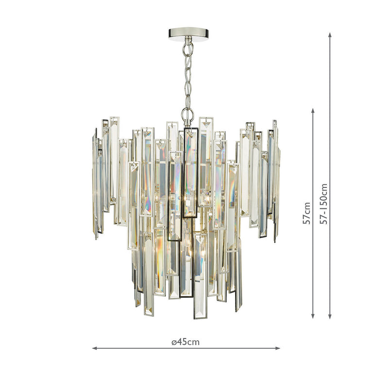 Odile 6 Light Chandelier Champagne Crystal and Polished Nickel Hanging Pendant Lighting Fixture
