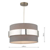 Grey cotton pendant light with chrome detail

