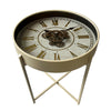 Old Town ivory side table with a gears and clock design, 55cm