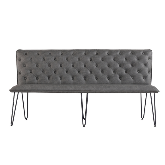 Stylish 1.8m dining bench with studded back