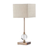 Olivia Buffet Lamps Gold 54cm metal lamp for table with a crystal and rectangular natural shade