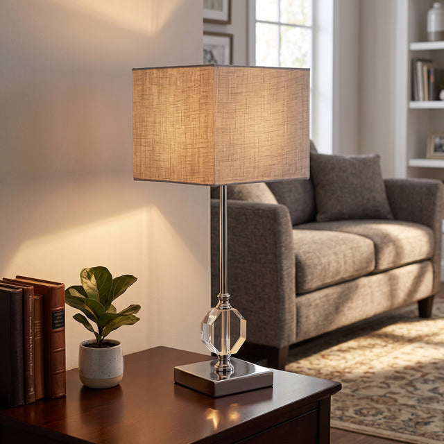 Pair of Olivia Buffet Lamps Silver 54cm