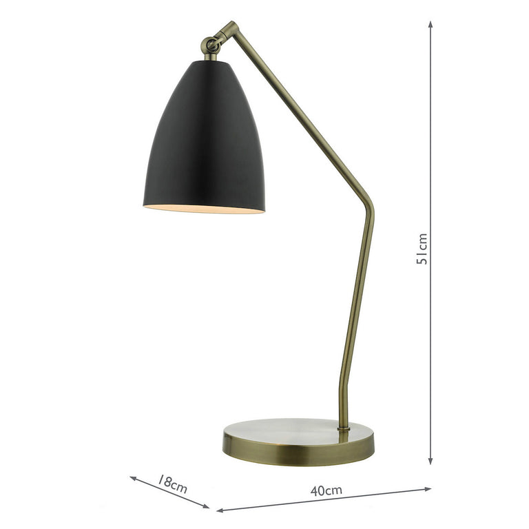 Olly Desk Lamp Antique Brass and Matt Black Adjustable Table Lamp for Reading & Home Decor