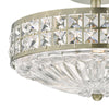 Olona 3 Light Semi-Flush Antique Brass and Crystal close view pictureof the rystal shade