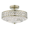 Olona 3 Light Semi-Flush Antique Brass and Crystal picture on the white background