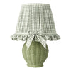 Omer Table Lamp Matt Green and Antique Brass With Shade with a green resin base