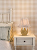 Omer Table Lamp Matt Taupe and Antique Brass With Shade life style picture