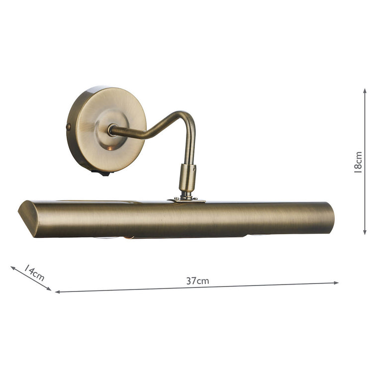 Onedin 2 Light Picture Wall Light Antique Brass Modern Picture Wall Lamp with Switch Rocker