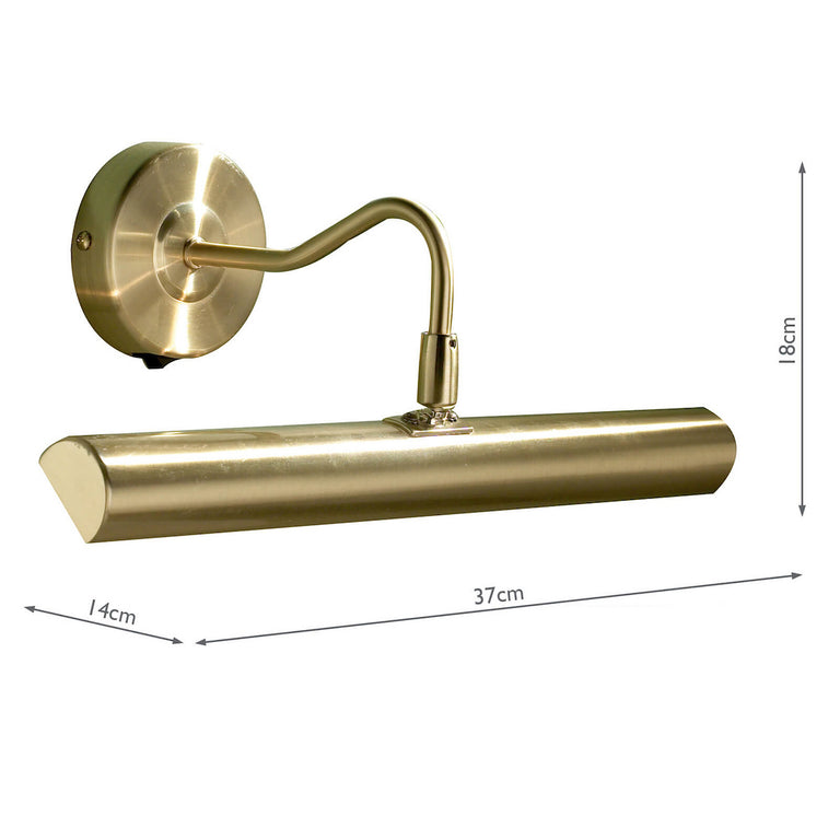 Onedin 2 Light Picture Wall Light Satin Brass Adjustable Modern Picture Wall Lamp with Rocker Switch