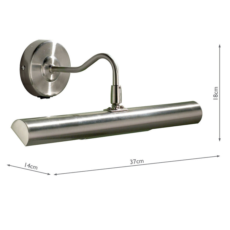 Onedin 2 Light Picture Wall Light Satin Chrome Adjustable Modern Picture Wall Lamp with Rocker Switch