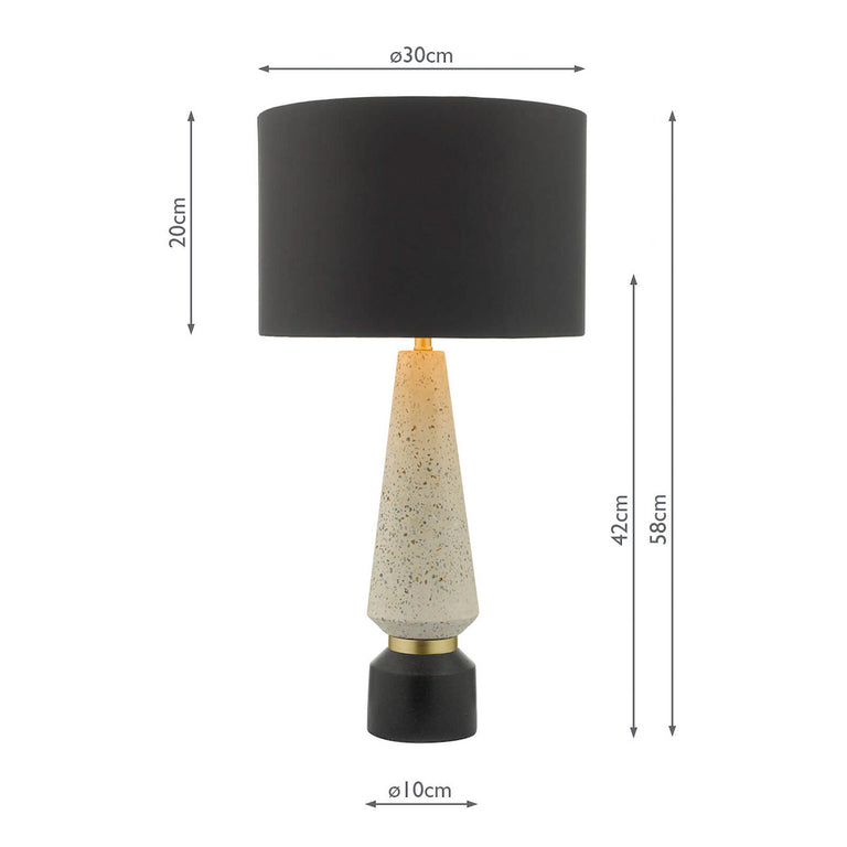 Onora Table Lamp with Black Shade – Terrazzo Resin Base, Matt Stone & Black Finish, Home Decor Lighting