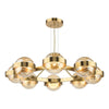 Ophira 8 Light Pendant Antique Gold and Amber Ribbed Glass picture on the white background