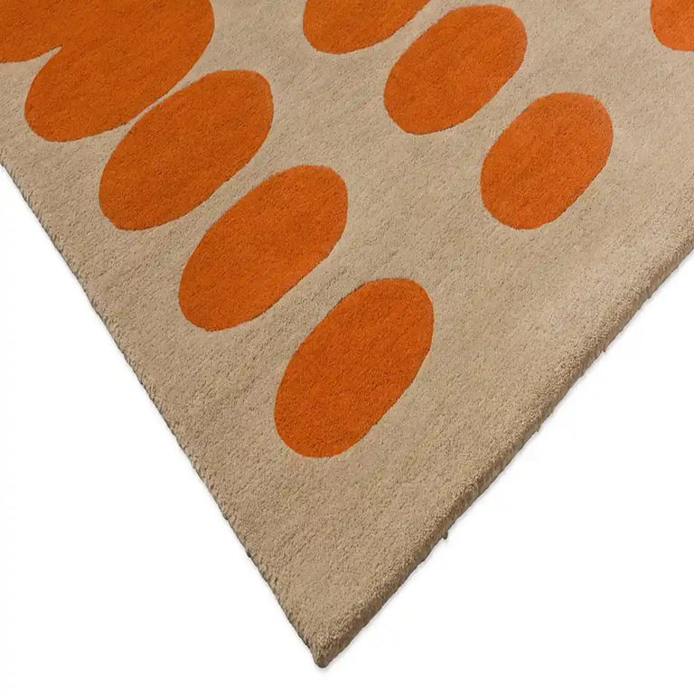 Orla Kiely Optical Oval Orange Sand Rug – Hand Tufted Geometric Wool Rug