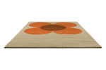 Orla Kiely Flower Placement Floral Rug Pumpkin/Ecru area rug perfect for any living space