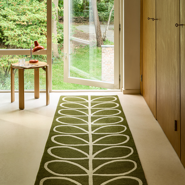 Orla Kiely Linear Stem Olive Runner Rug – Hand Tufted Wool Design