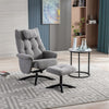 Orson Swivel Accent Chair Grey life style side view photo with a footstool
