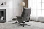 Orson Swivel Accent Chair Grey life style back view photo with a footstool