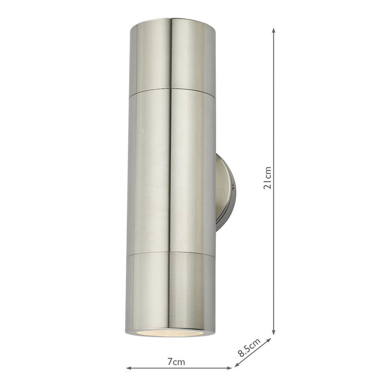 Ortega Outdoor 2 Light Wall Light Brushed Alluminium Outdoor Wall Lamp for Modern Home Decor