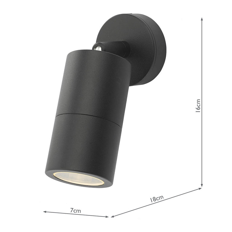 Ortega Outdoor Wall Light Matt Black and Glass IP65 Adjustable Outdoor Wall Lamp for Modern Home Decor