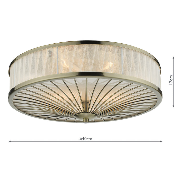 Oslo 3 Light Flush Antique Brass Ceiling Fitting | Elegant LED Compatible Flush Ceiling Light