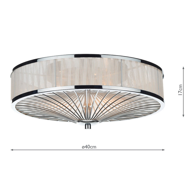 Oslo 3 Light Flush Polished Chrome Ceiling Fitting – Modern Low Profile Flush Ceiling Light for Home Decor