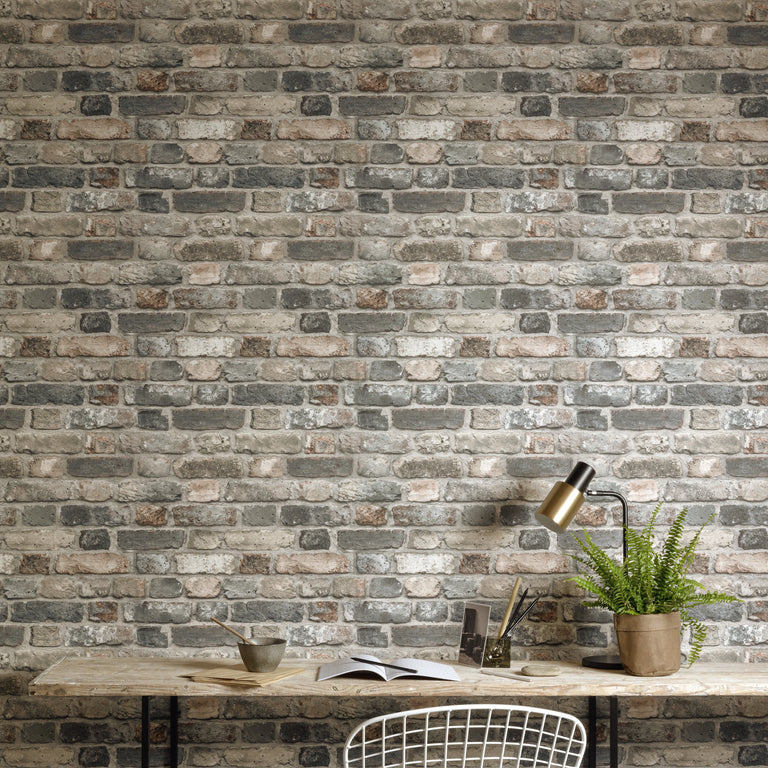 Oslo Grey Brick Wallpaper