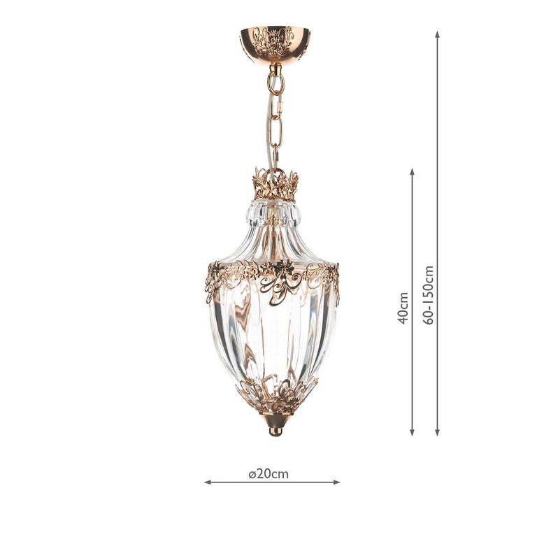 Ottoman Lantern Polished Gold and Glass Pendant Ceiling Light, Hanging Ceiling Light Lantern for Home Decor