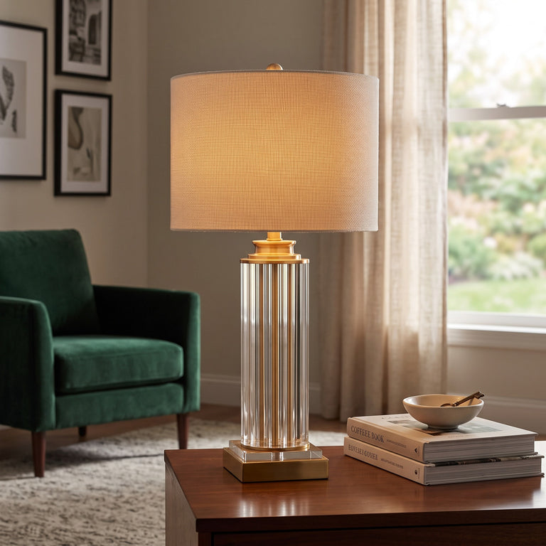 Paige Glass and Acrylic Round Lamp 74cm