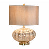 Kyra table lamp with faceted rounded mercury glass base and textured fabric shade