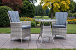 Palma Garden Table & Chairs Set with Rattan Dining Chairs & 70cm Top Glass Bistro Table