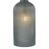 Pamplona Table Lamp Grey Glass and Polished Chrome  close view picture of the grey ribbed glass base