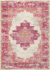 Nourison Passion Rug PSN03 Ivory/Fuchsia picture of the rug design with a distressed finish