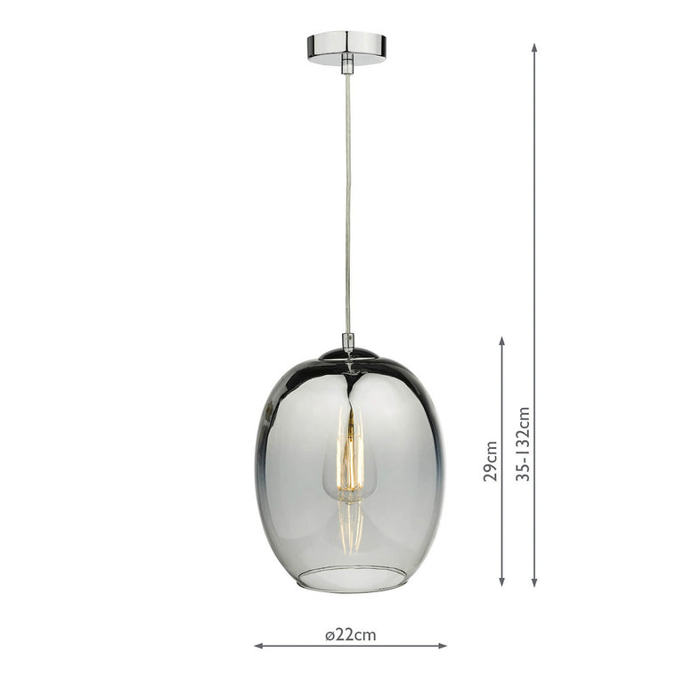 Patrice Pendant Silver Mirror Glass Shade and Polished Chrome Finish Adjustable Hanging Light