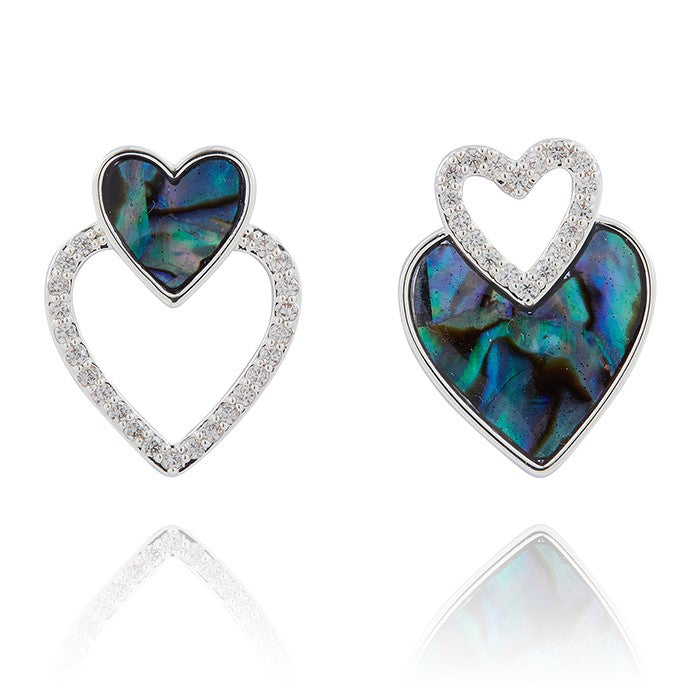 Paua Shell Heart Duo Earrings