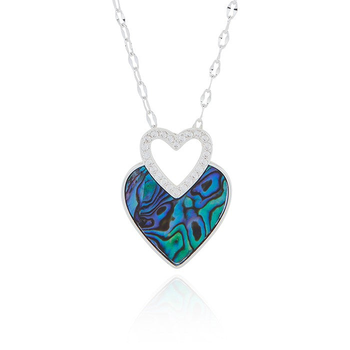 Paua Shell Heart Duo Necklace